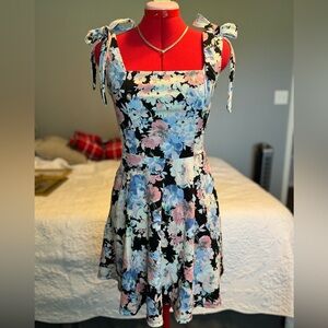 Spring Floral Bow Mini Dress